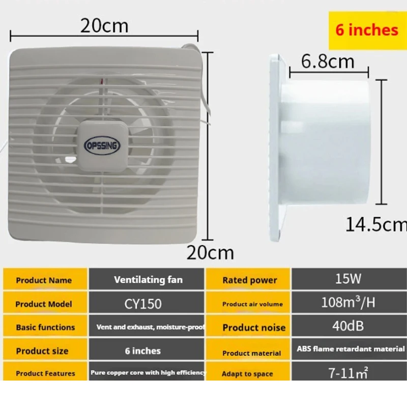 220V UE/REINO UNIDO/AU 4 "6" Extractor de aire eléctrico inodoro potente Extractor silencioso pared del hogar cocina Inbline conducto ventilador de ventilación