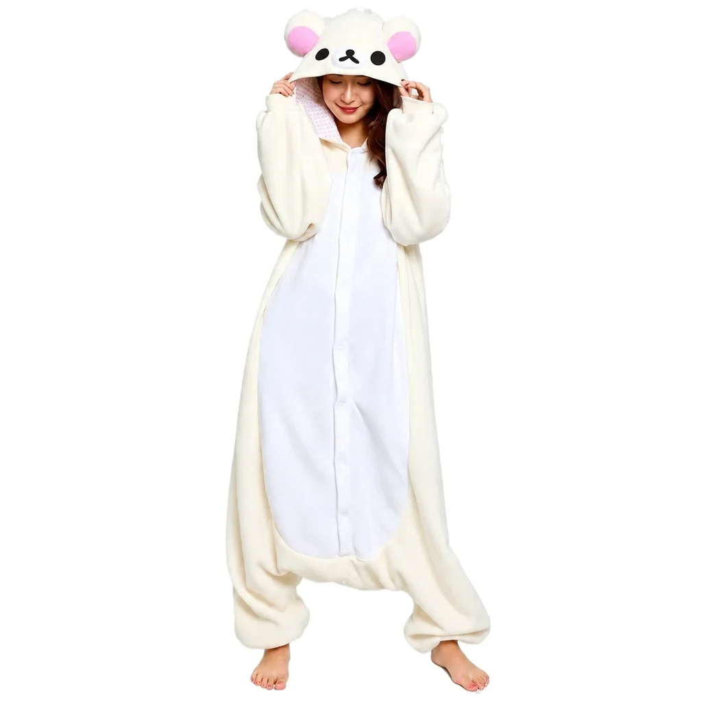 Kawaii Rilakkuma Kigurumi, pijama de mono de oso para adultos, ropa de estar en casa con personajes de dibujos animados y anime.