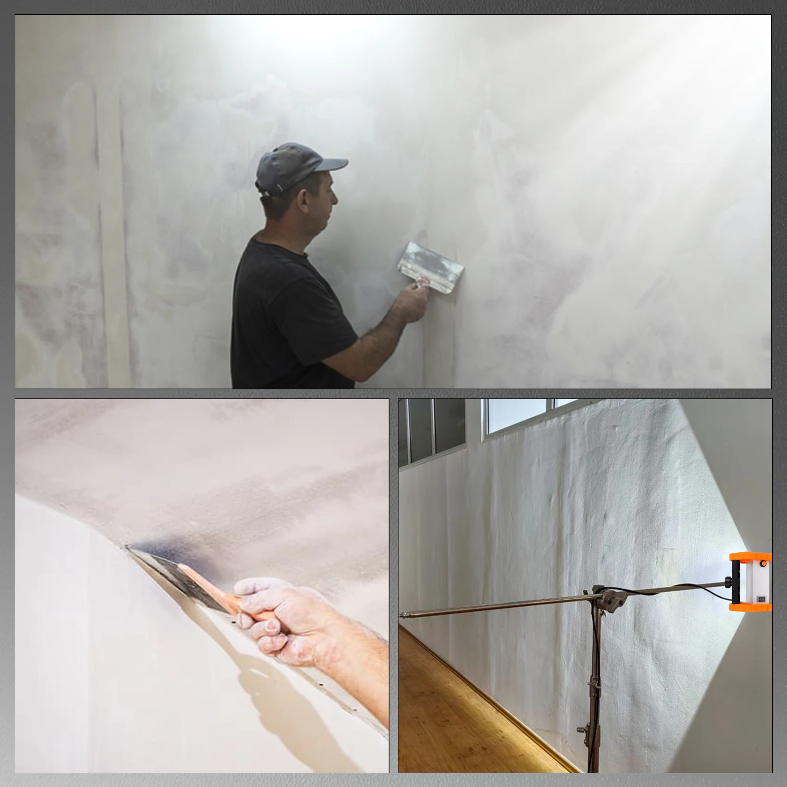 Lámpara de Desarrollo para Pulido de Paredes Podofo, Lámpara Malar 155 °   Lámpara Ultra Ancha, Lámpara Oscilante, Lámpara para Pintar, Herramientas Auxiliares para Lijar, Protección de Silicona, Resistente al Polvo y al Agua, Resistente a Impactos