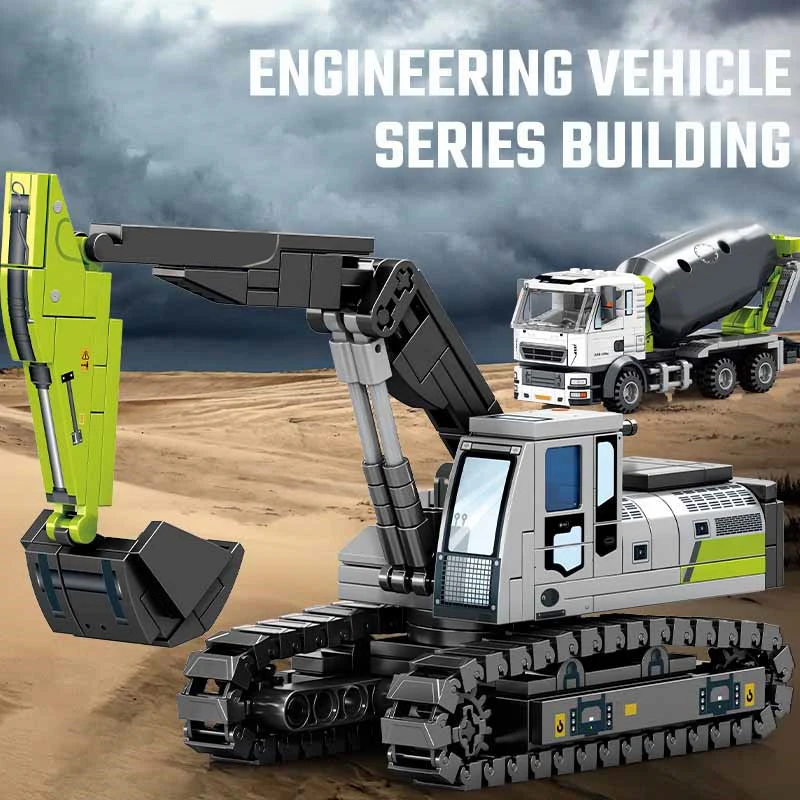 SEMBO-Kits de bloques de construcción de ensamblaje de vehículos de ingeniería, camión mezclador de excavadora MOC, bloques de modelismo, juguetes educativos DIY, regalos para niños