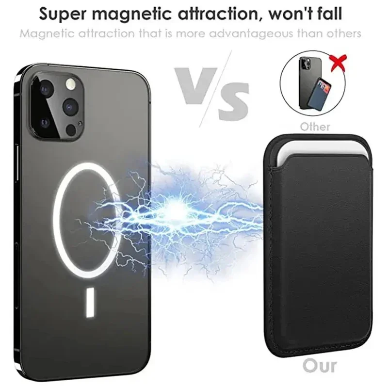 Funda de cuero con diseño 1:1, compatible con MagSafe, con tarjetero magnético para iPhone 18 Pro, 17, 16, 15 Pro Max y Samsung. Incluye caja y funda protectora.