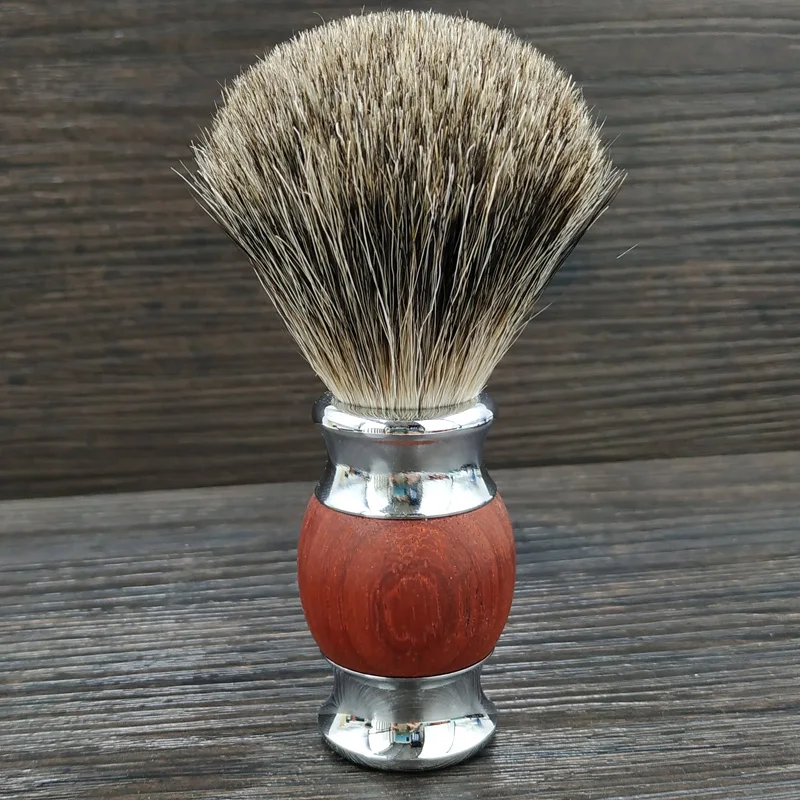 Brocha de afeitar Dscosmetic Man Pure Natural con mango de madera roja para afeitado en húmedo para hombre