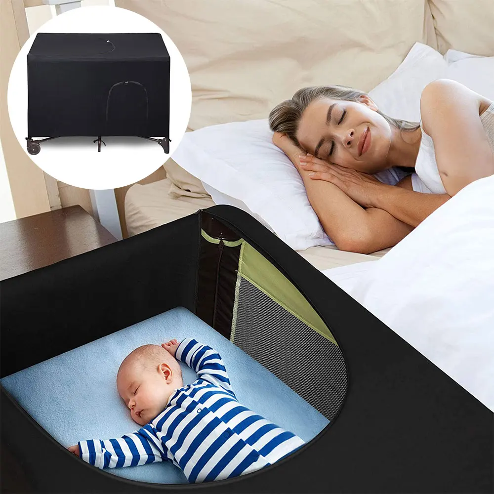 Cubierta de dosel para cuna opaca, estirable, transpirable, portátil, cama de bebé, tienda opaca, cortina parasol compacta de seguridad, decoración de habitación