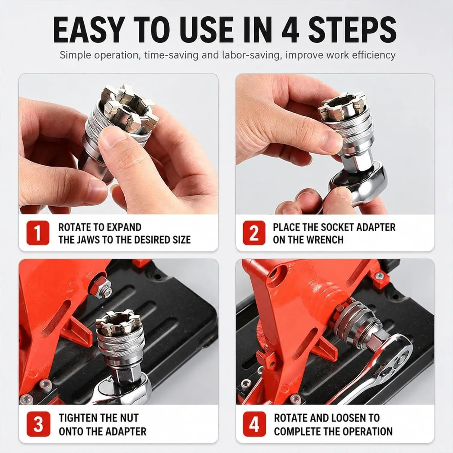 Juego de Llaves de Tubo Universales de 10-19 mm (3/8"-3/4") con Adaptador para Taladro de 3/8", Juego de Llaves de Tubo Pasantes para Reparación Mecánica