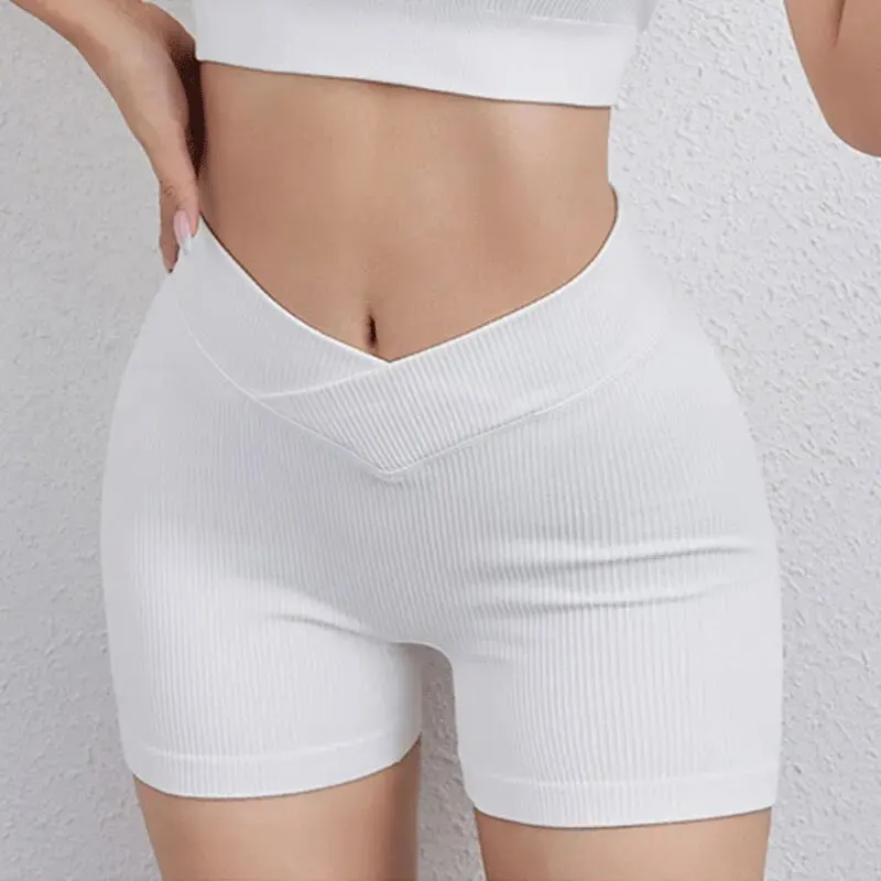 Pantalones cortos de yoga sin costuras para mujer, mallas deportivas de cintura alta, pantalones deportivos para correr y fitness