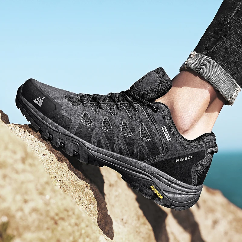 HIKEUP, recién llegado, zapatos de senderismo para hombre, transpirables con cordones, Trekking, amortiguación para hombre, escalada al aire libre, turismo, zapatillas para hombre