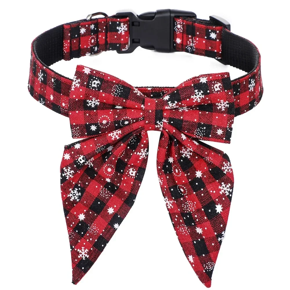 Collares para perros con lazo de copo de nieve de Navidad de algodón, accesorios para cachorros y gatos, Collar para perros pequeños y grandes