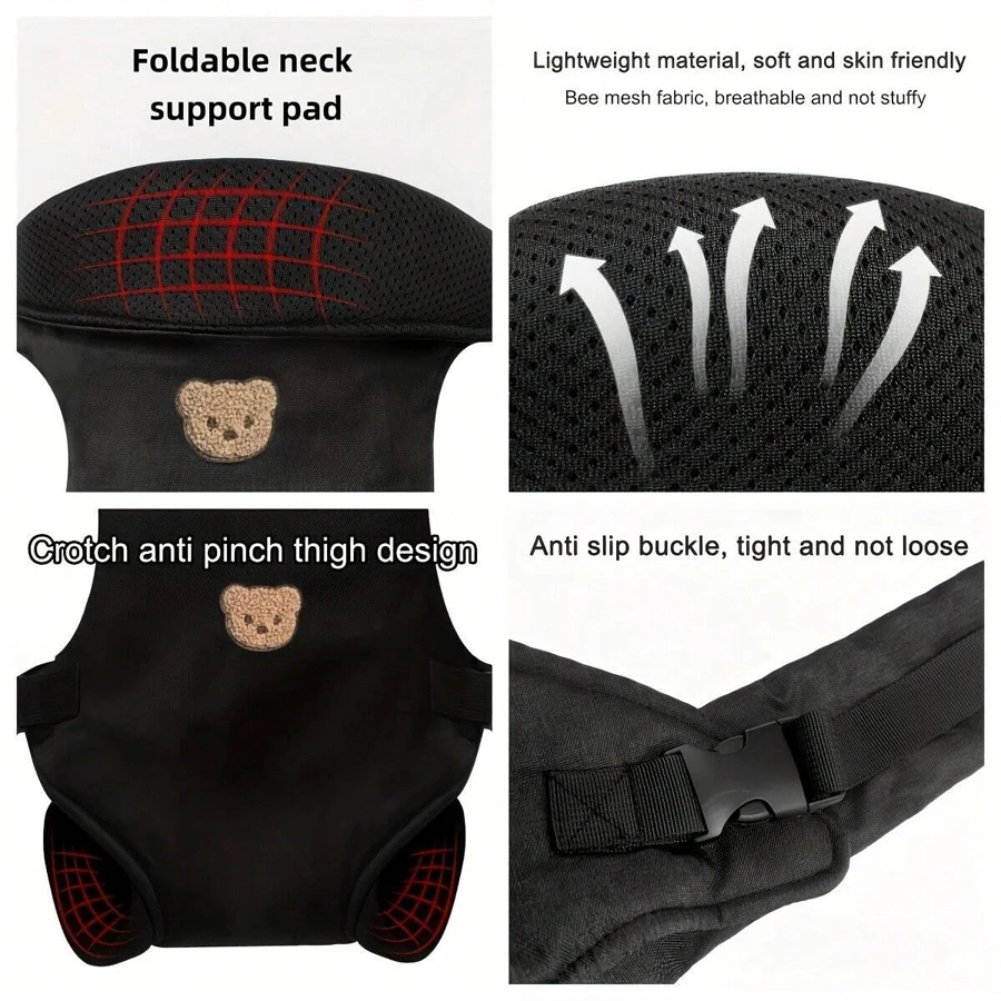 Portabebés ergonómico multifuncional, equipo de viaje portátil 4 en 1, con correas delanteras y traseras ajustables y cómodas, el regalo perfecto para la fiesta de bienvenida del bebé, Halloween, Navidad y Año Nuevo, 1 unidad