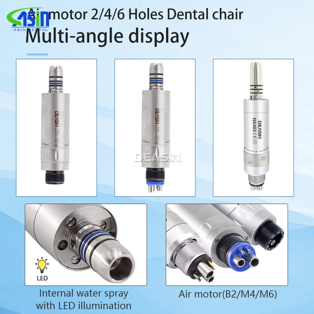 Motor de aire DEASIN para pieza de mano dental, micromotor con sistema de pulverización de agua interna, para unidades dentales rectas y de ángulo, con conector de 2/4/6 orificios.