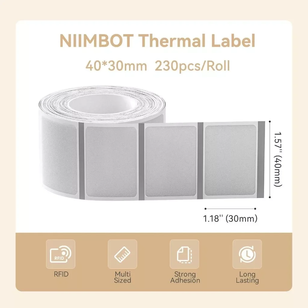 NIIMBOT B21/B1/B3s papel de impresión de etiquetas transparente pegatina de nombre círculo impermeable/papel de etiquetas térmicas cuadradas
