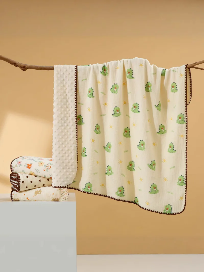 Manta con estampado de oso para recién nacido, manta de gasa doble de algodón puro, Toalla de baño para bebé, manta para bebé, manta para bebé de 100x100cm
