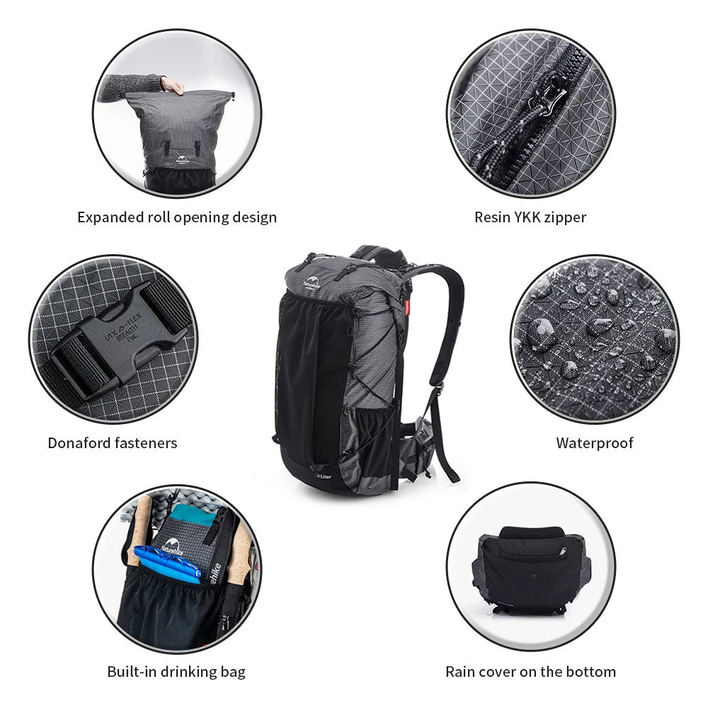 Mochila Naturehike para senderismo, bolsa para deportes al aire libre, mochila de diseño ergonómico de gran capacidad de 60 + 5L, mochila impermeable para viajes y acampada