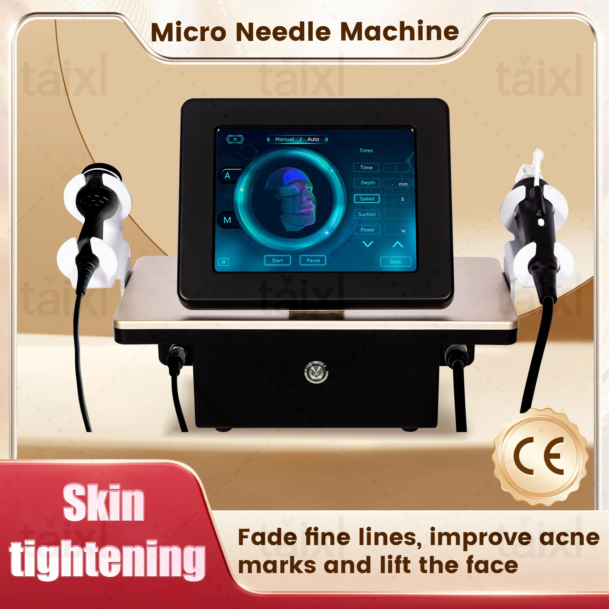Máquina de Microagujas RF 2 en 1, Agujas de 10, 25 y 64 Pines, Microagujas Nano Fraccionadas, Máquina de Belleza para la Piel con Radiofrecuencia