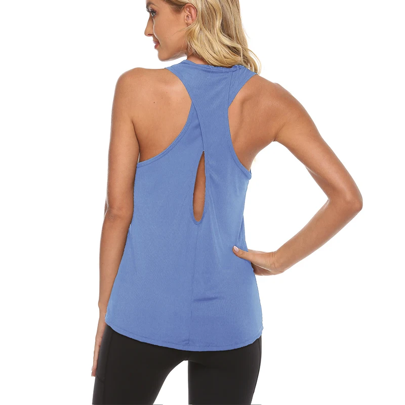 Top sin mangas para Yoga, chaleco atlético con espalda abierta, blusa Sexy elástica, camisetas sin mangas deportivas para Fitness