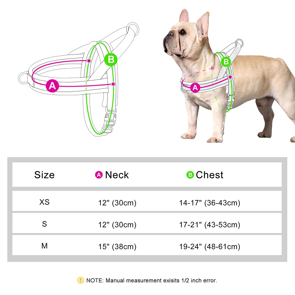 Arnés acolchado de nailon para Perro y gato, chaleco ajustable suave para exteriores, sin tirones, para Bulldog Francés, Chihuahua, cachorro