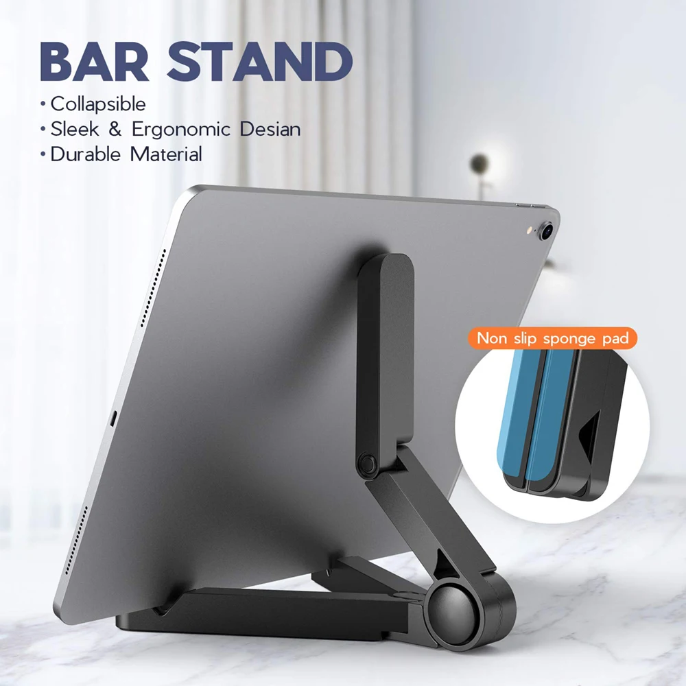Soporte plegable portátil para iPad Compatible con tableta de 4 "-11", soporte de plástico de escritorio para teléfono Xiaomi, Samsung, Huawei, soporte para tableta