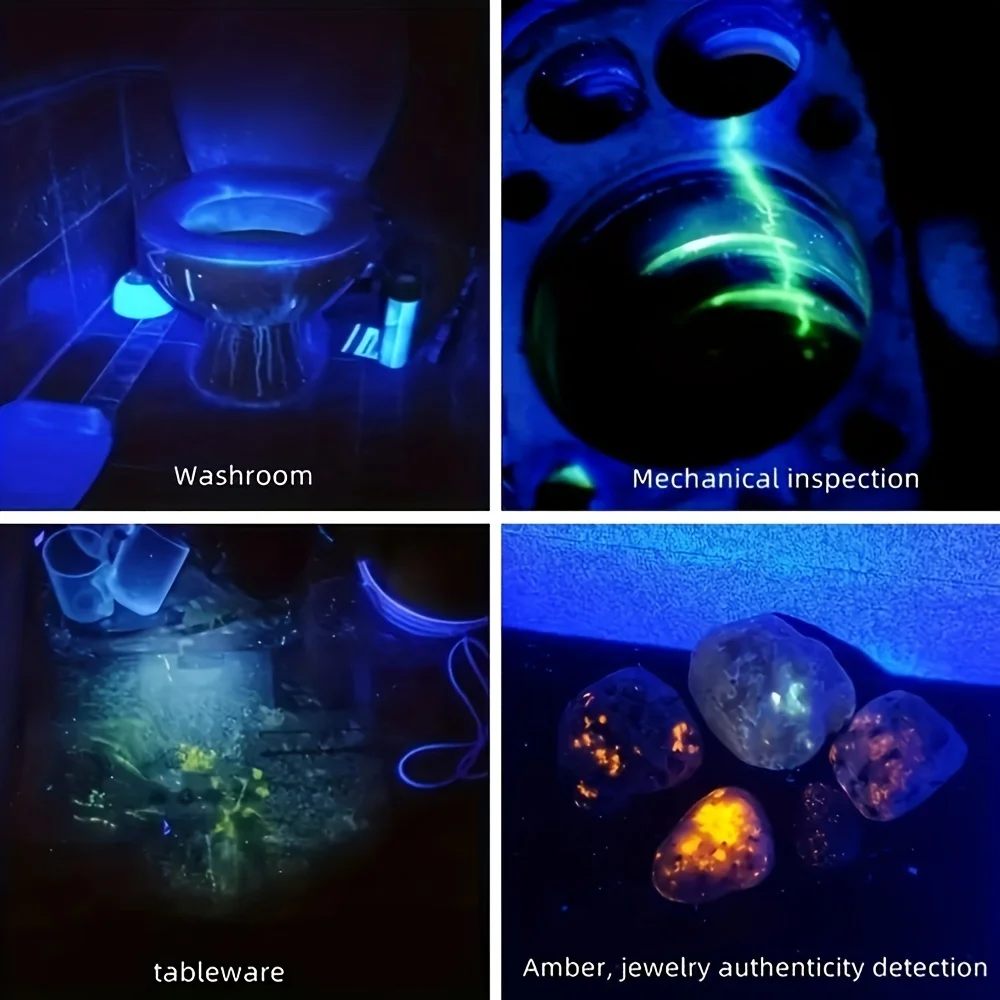 Linterna UV portátil UV395NM, antorcha ABS con zoom, 3 modos, linterna ultravioleta para acampada, detección fluorescente de pilas de mascotas