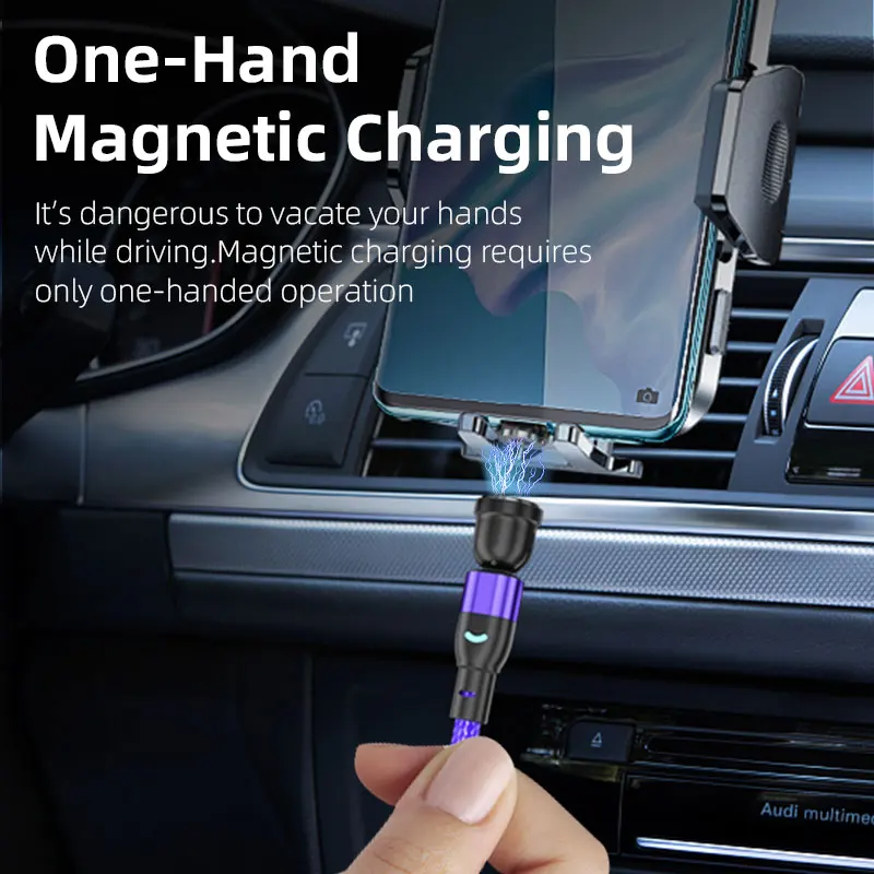 Cable magnético giratorio 540, cargador magnético de carga rápida, Cable Micro USB tipo C, Cable de teléfono móvil para iPhone Xiaomi