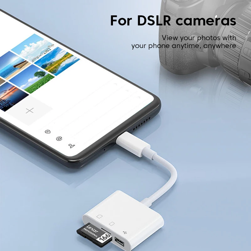 Adaptador de lector de tarjetas tipo C 3 en 1, lector de tarjetas SD OTG TF, convertidor de tarjetas de memoria USB-C OTG para U-Disk Macbook, portátil, Samsung y Huawei