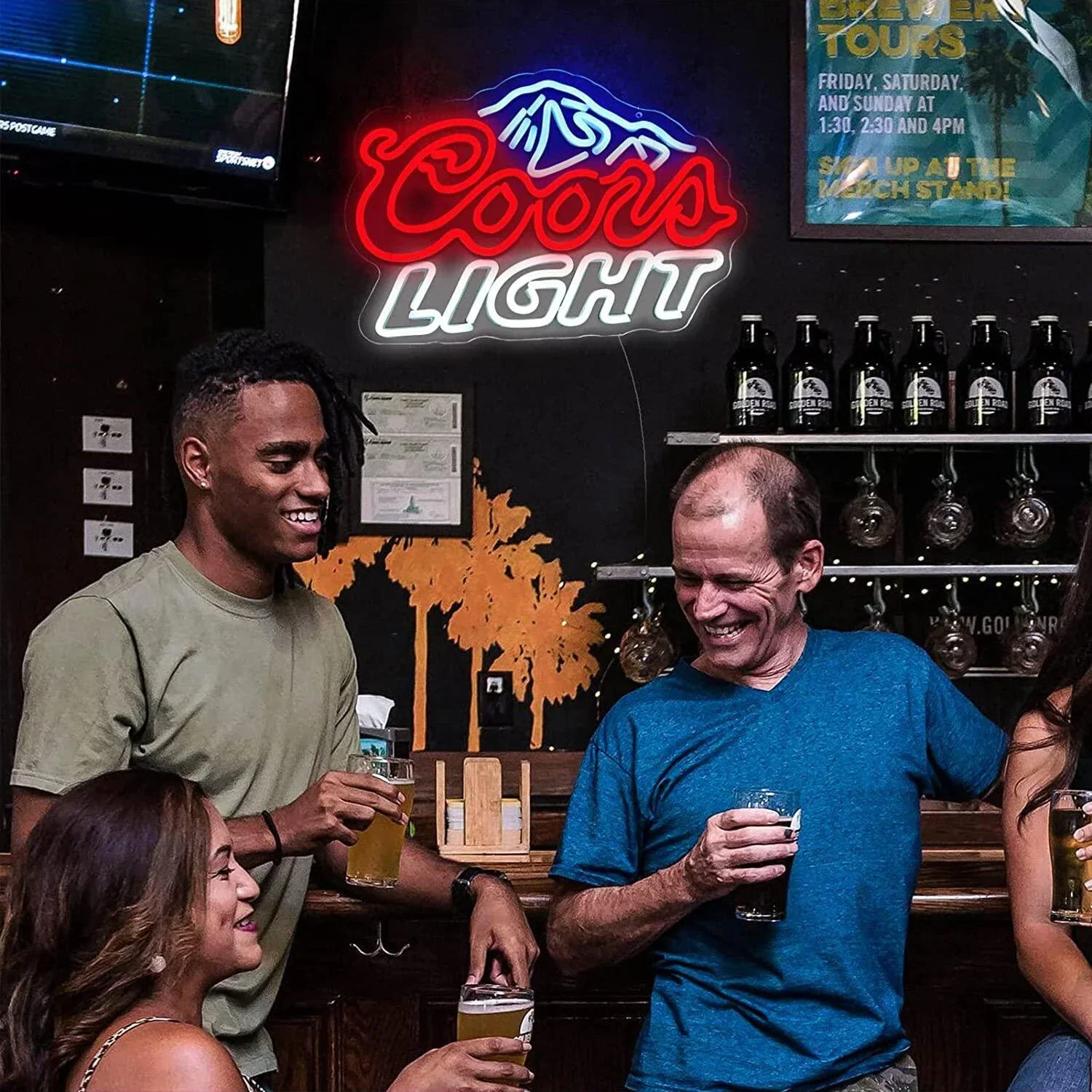 Coors-letrero de neón de cerveza ligera con diseño de logotipo de montaña para el hogar, Bar, hombre, cueva, decoración de pared de salón, iluminación vibratoria, regalo único