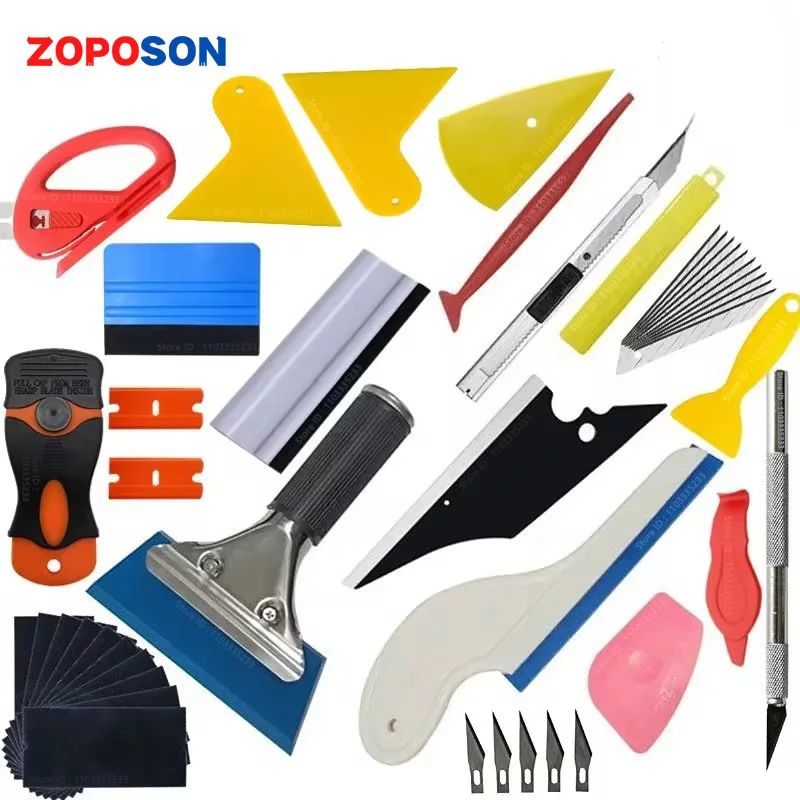Nuevo Kit de herramientas de instalación de película de tinte de vinilo para coche, raspador de goma, soporte magnético, pegatina para envolver, cuchillo de talla con cuchillas de repuesto