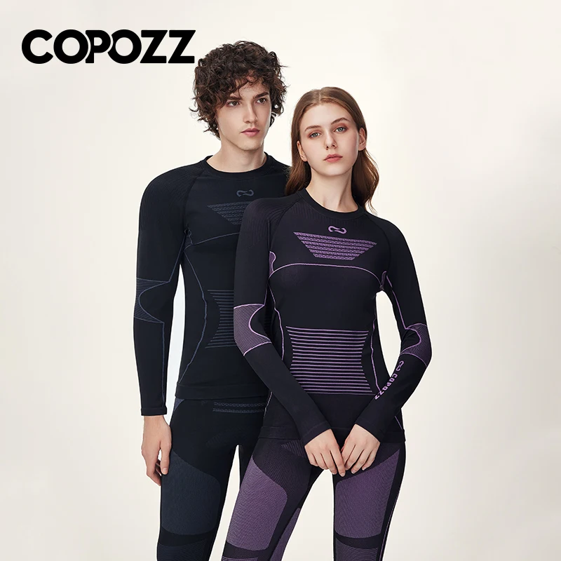 COPOZZ-Conjuntos de ropa interior térmica de esquí para hombre y mujer, chándal deportivo de secado rápido, ejercicio físico, camisas ajustadas, chaquetas, trajes deportivos