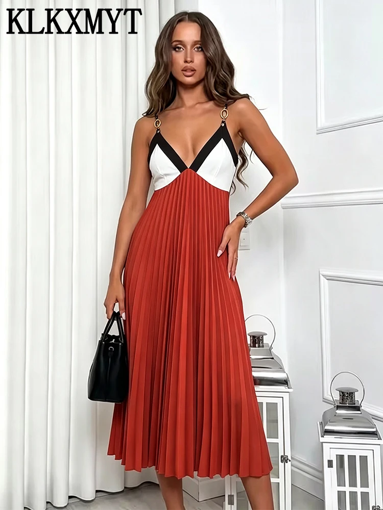 KLKXMYT Elegante Vestido Largo con Cuentas para Mujer, Vestido Midi Sexy sin Mangas con Espalda Descubierta, Vestidos de Fiesta para Mujer