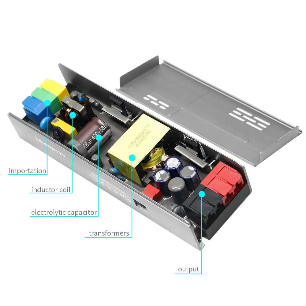 Transformadores de iluminación de fuente de alimentación LED 60W 100W 200W 300W 400W AC170-264V a DC12V/24V controlador adaptador para luces de tira Led