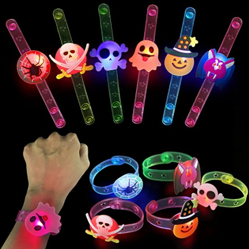 5/10/20PCS Anillos de Pulsera Luminosos de Calabaza y Fantasma para Halloween, Decoración Nocturna, Recuerdos para Fiestas de Halloween, Regalos para Festivales y Carnavales, Rellenos para Bolsas de Regalo