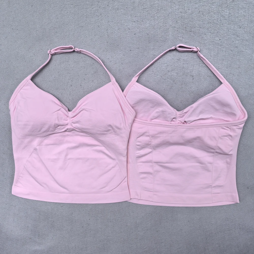 Top deportivo ajustable con tiras para mujer, Top de gimnasio con espalda descubierta, sujetador incorporado, ropa de Yoga, camisas sin mangas, trajes de entrenamiento, camiseta sin mangas