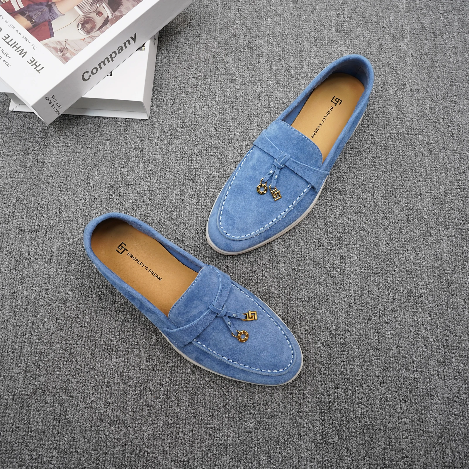 Nuevos Zapatos Casuales de Lujo para Mujer con Punta Redonda, Superficie de Cachemira, Antideslizantes, para Conducir, Color Sólido, Decoración Metálica, Mocasines