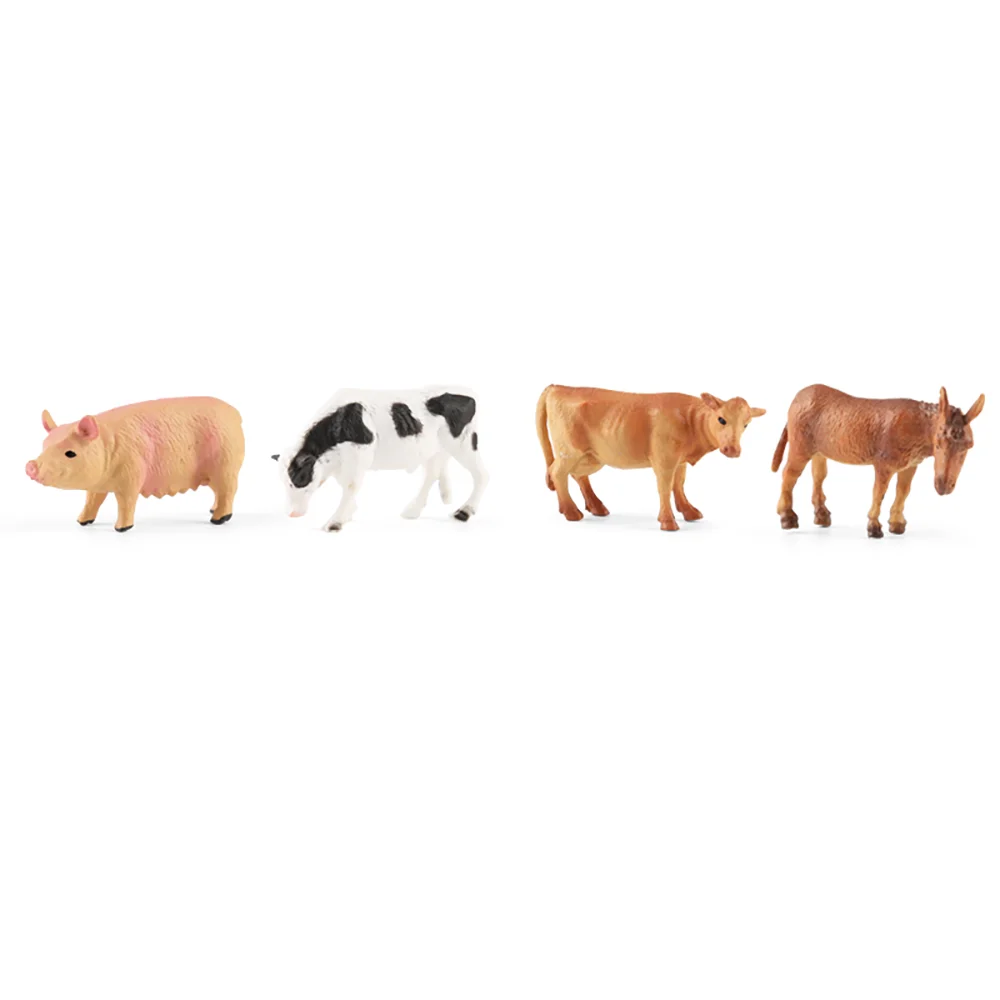 12 Uds simulación de granja avícola Animal modelo juguete Mini pato caballo pollo vaca figuras muñecas figuras de acción juguetes para niños regalo
