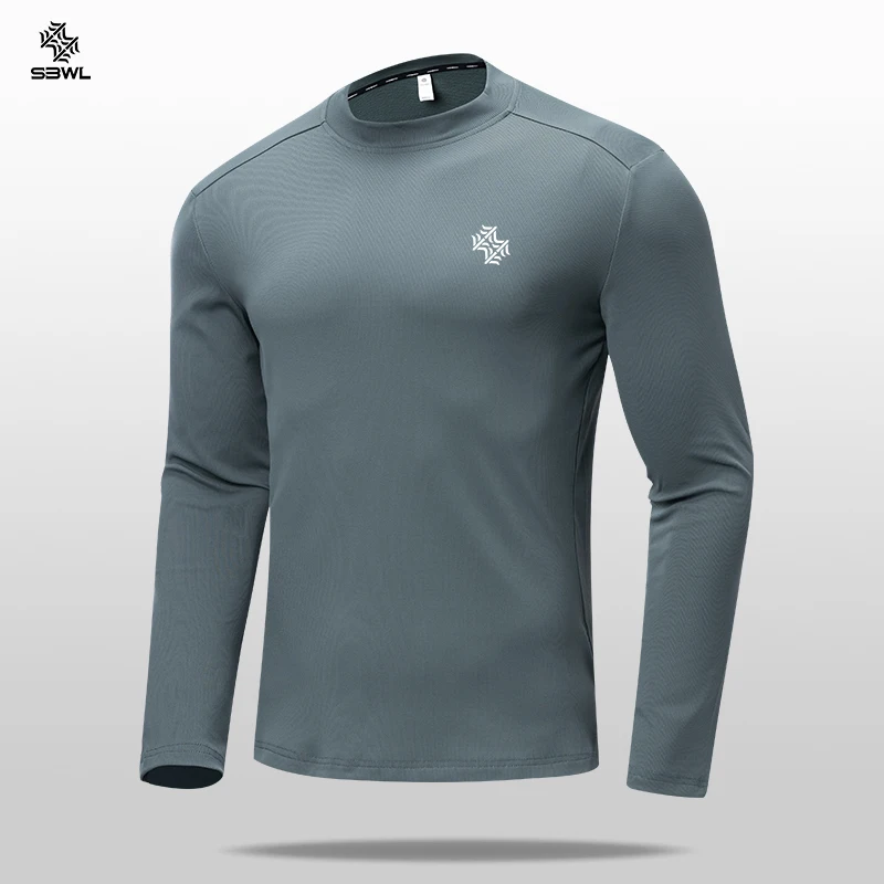 SBWL Camiseta Deportiva de Manga Larga para Otoño e Invierno, de Alta Calidad, para Actividades al Aire Libre, Cálida por Dentro, con Elástico, para Correr, Fitness, Camiseta Base