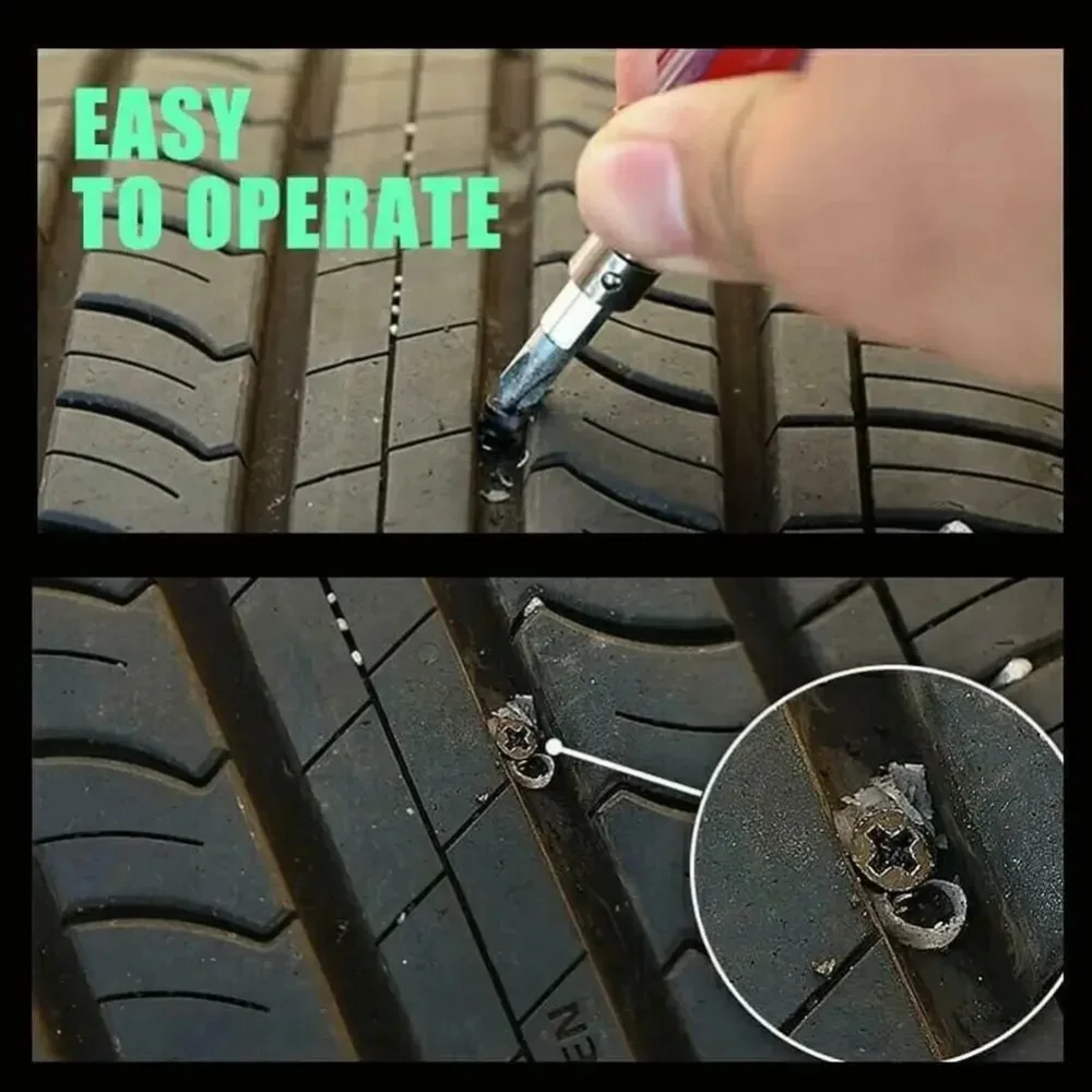 Kit de Reparación de Neumáticos Universal de 100/10 Piezas, Tornillos para Reparar Pinchazos en Neumáticos sin Cámara, Juego de Parches para Coche, Motocicleta y ATV