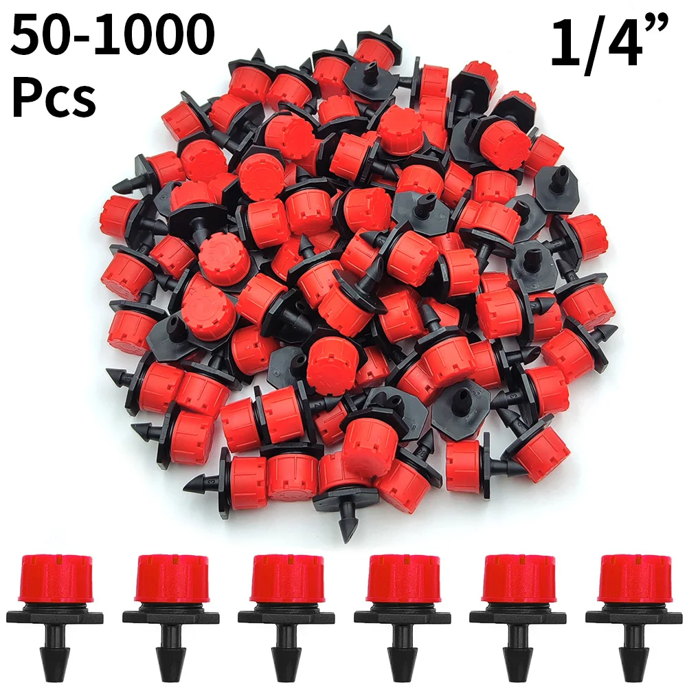 Boquilla de riego de jardín de 50-1000 Uds., 4/7mm, gotero ajustable, emisor de aspersor, Micro goteo, pulverizador para balcón, patio, invernadero