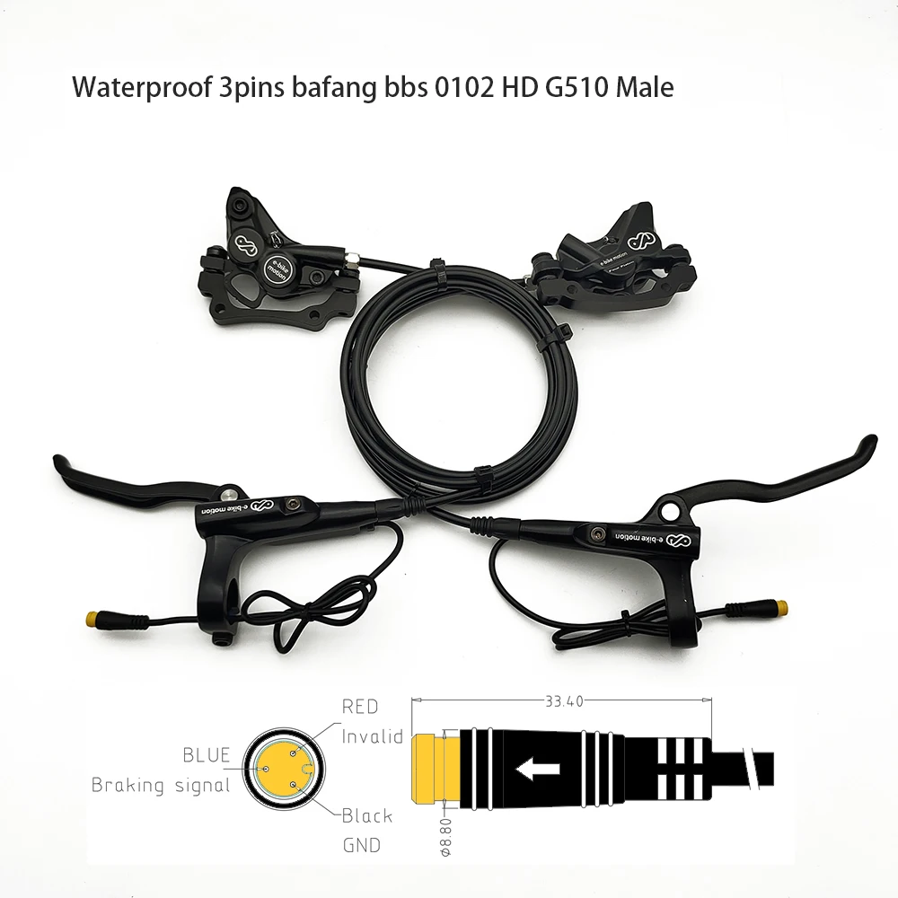 EBKE bicicleta eléctrica E-bike freno hidráulico de 4 pistones para BAFANG Mid BBS 01 02 HD o 2 pines impermeable o 2 pines SM-2A
