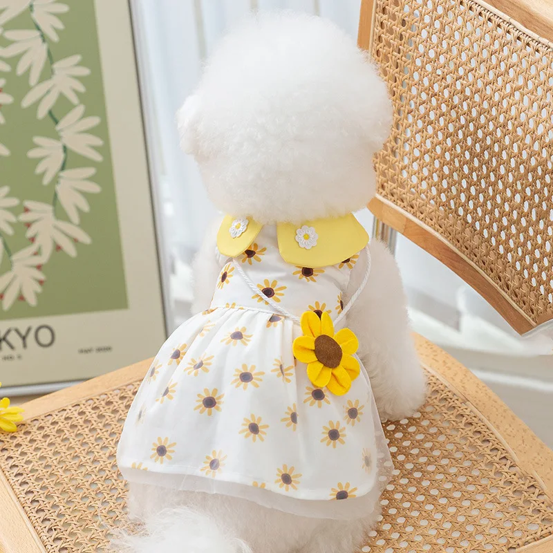 Vestido de princesa para perro, bonito vestido de malla para perro, gatito, cachorro, falda para mascota, vestido de verano para perro, lazo de encaje, ropa coreana para caniche, Chihuahua