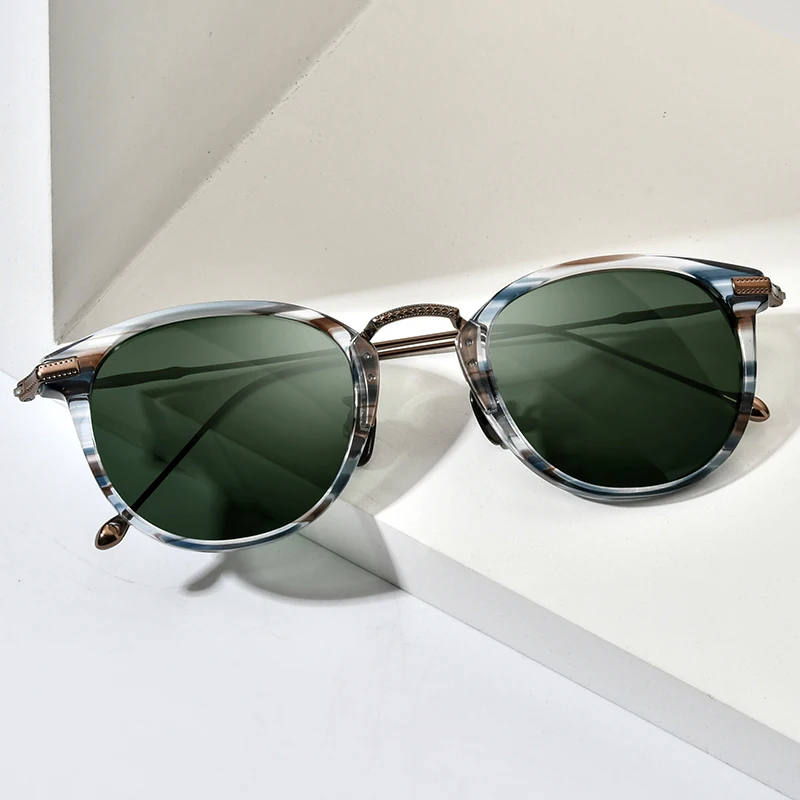 Gafas de sol polarizadas de titanio y acetato FONEX, gafas de sol cuadradas Retro Vintage de diseño de marca para hombre, gafas de sol japonesas 85648
