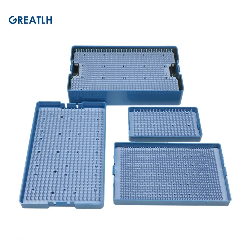 GREATLH Caja de desinfección de silicona con bandeja de esterilización de almohadilla Caja para autoclave de instrumentos quirúrgicos