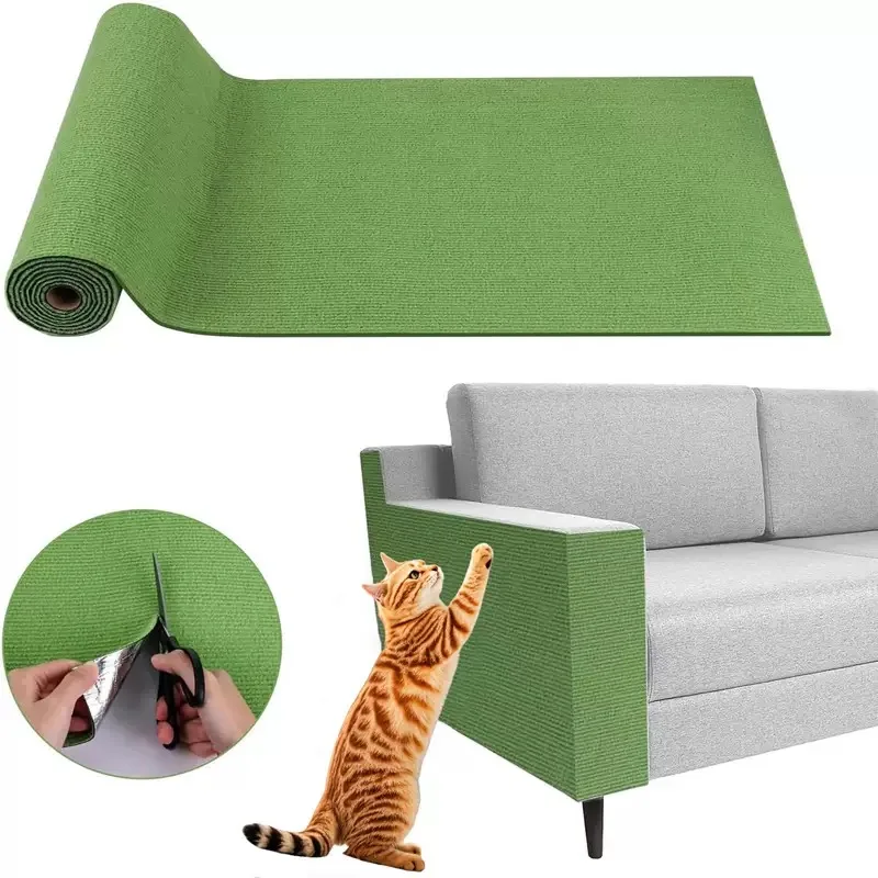 Alfombrilla rascadora para gatos autoadhesiva de 8 tamaños, recortable, protector de muebles y sofás, almohadilla rascadora DIY para gatos para esquinas de sofá y pared