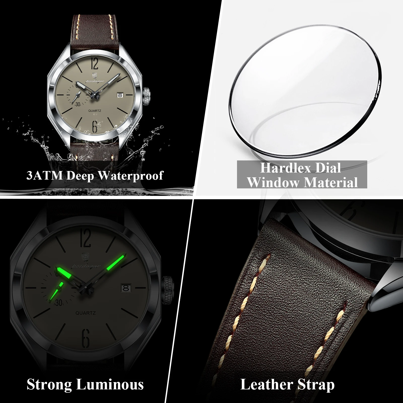 Reloj de Pulsera POEDAGAR Original para Hombre, Diseño Moderno, Correa de Cuero, Cuarzo, Estilo Ejecutivo, Resistente al Agua, Luminoso, con Fecha, Elegante