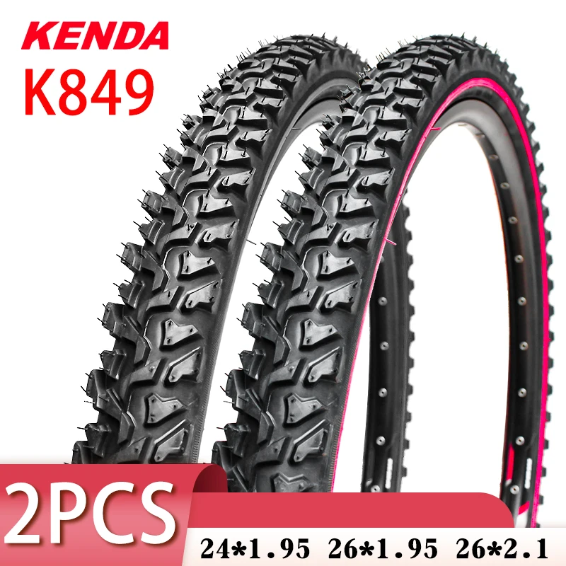 2 uds KENDA K849 24/26 pulgadas montaña MTB neumático de bicicleta BMX 24*1,95/26x1,95/2,1 negro rojo línea gruesa neumático de campo traviesa