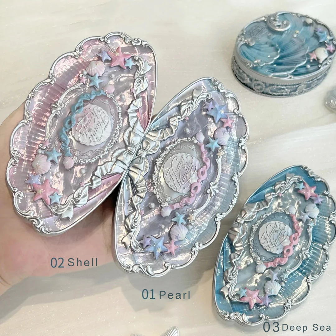 Paleta de sombras de ojos Flower Knows Shells Jewel, 6 colores mate y brillante, paleta de maquillaje de larga duración altamente pigmentada, tema del océano