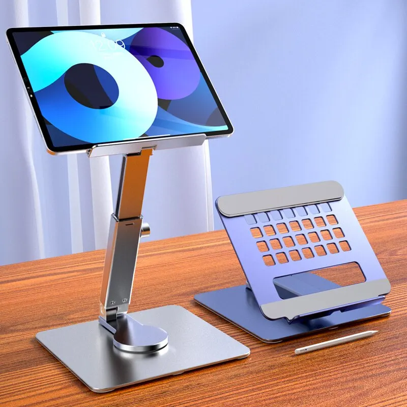 Soporte para tableta de aluminio 360 ° Soporte de escritorio ajustable plegable giratorio para iPad Pro Air 4 Mini 12,9 4-14 pulgadas Xiaomi Tab