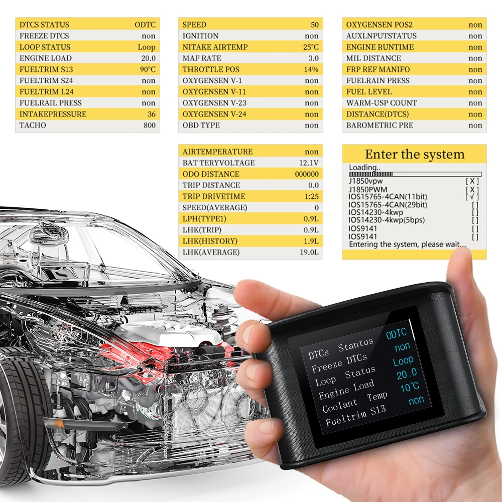 Pantalla frontal de coche P10 OBD2 HUD, velocímetro Digital TFT LCD, ordenador de bordo automático con consumo de combustible, temperatura del agua