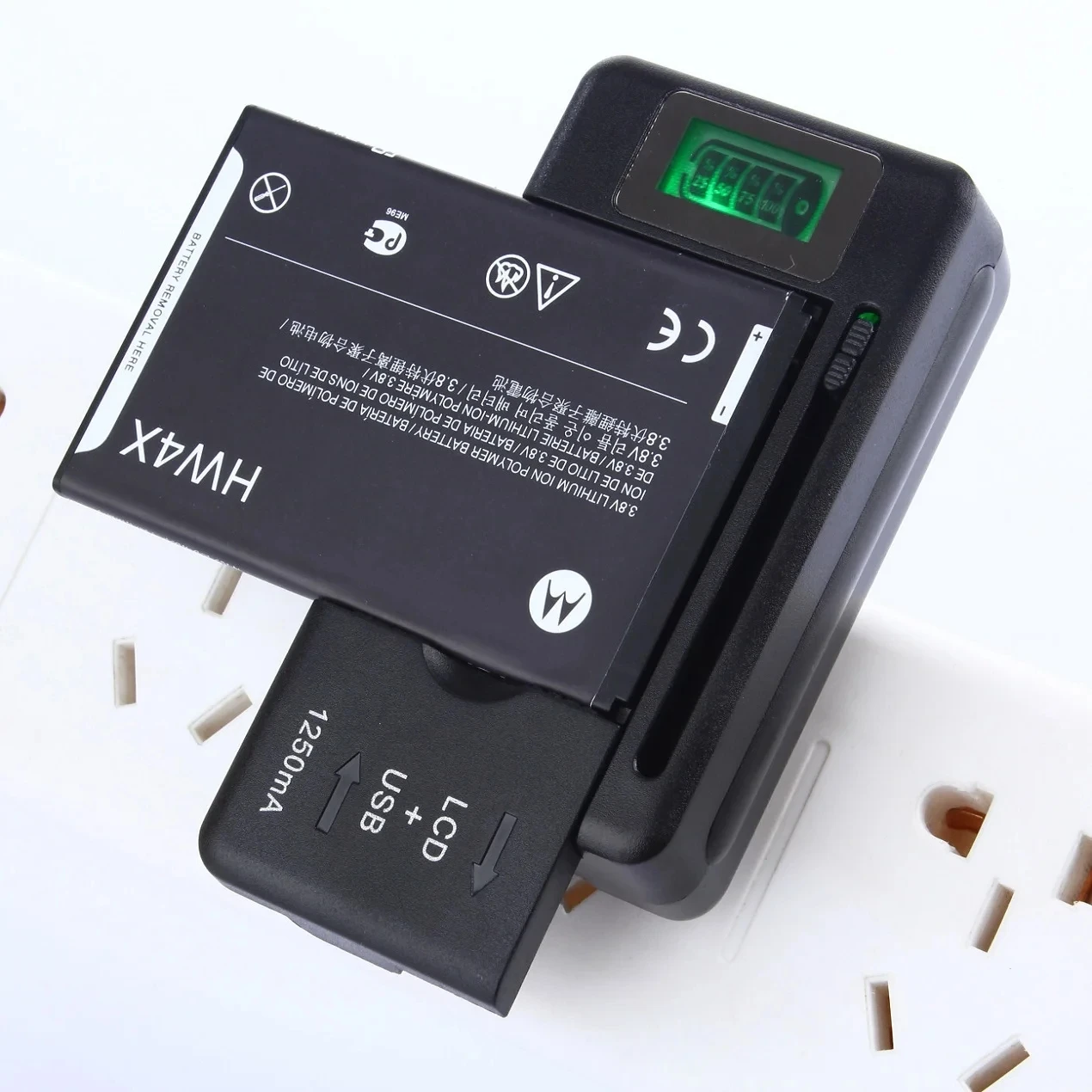 Cargador de batería Universal para móvil, pantalla indicadora LCD para teléfonos móviles con puerto USB, enchufe UE EE. UU. para batería de iones de litio de teléfono móvil