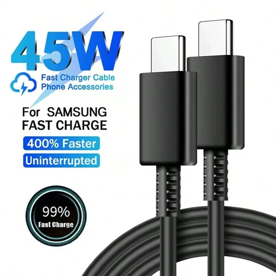 Cable USB C de Carga Súper Rápida 5A PD 45W Tipo C para Samsung S21 FE S22 Plus S23 S24 S25 Ultra Note 20 A15 A33 A34 A53 A54 A55