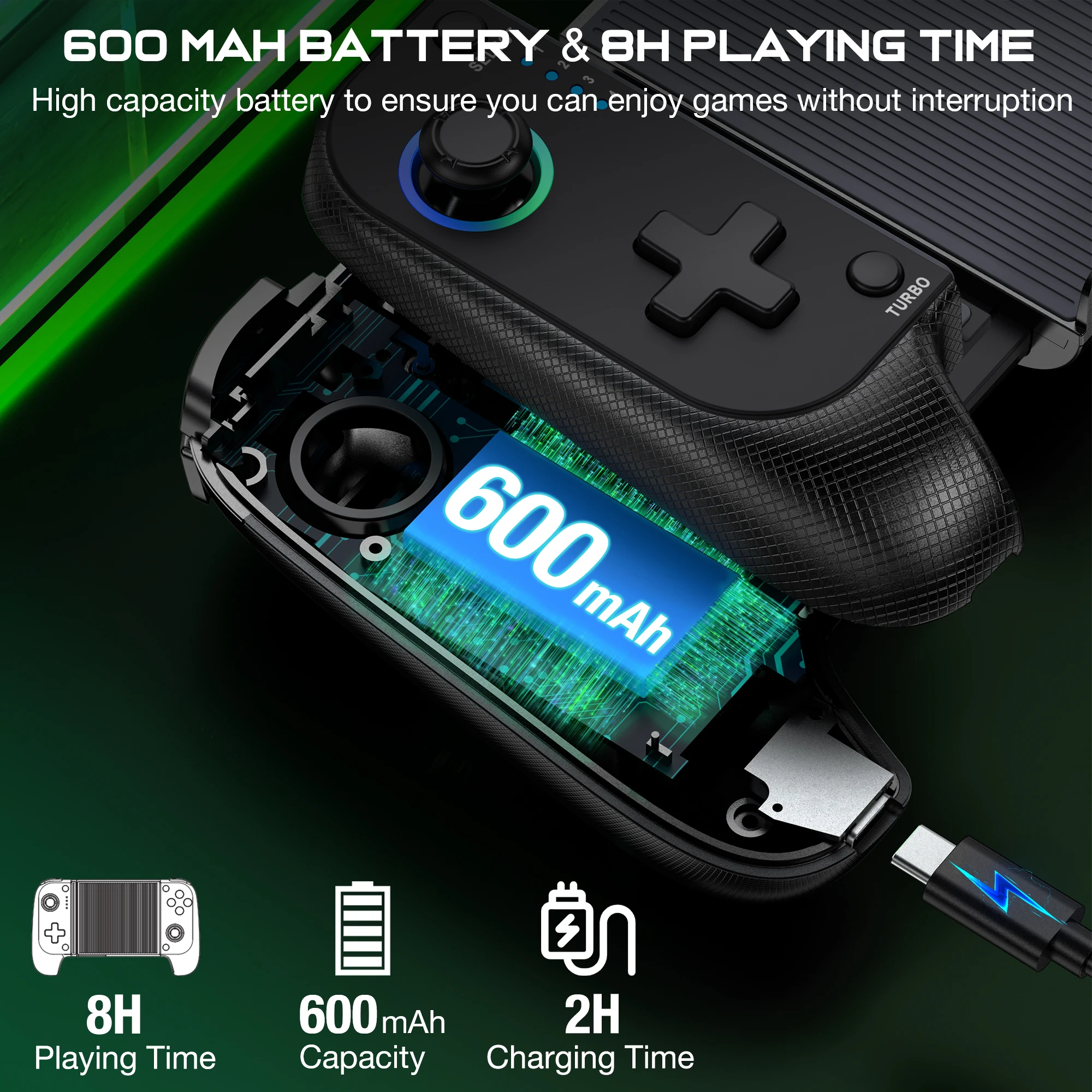 DinoFire-mando para teléfono móvil, Joystick para iPhone, Control Android, controlador Bluetooth, gatillo con efecto Hall, palo, juego móvil