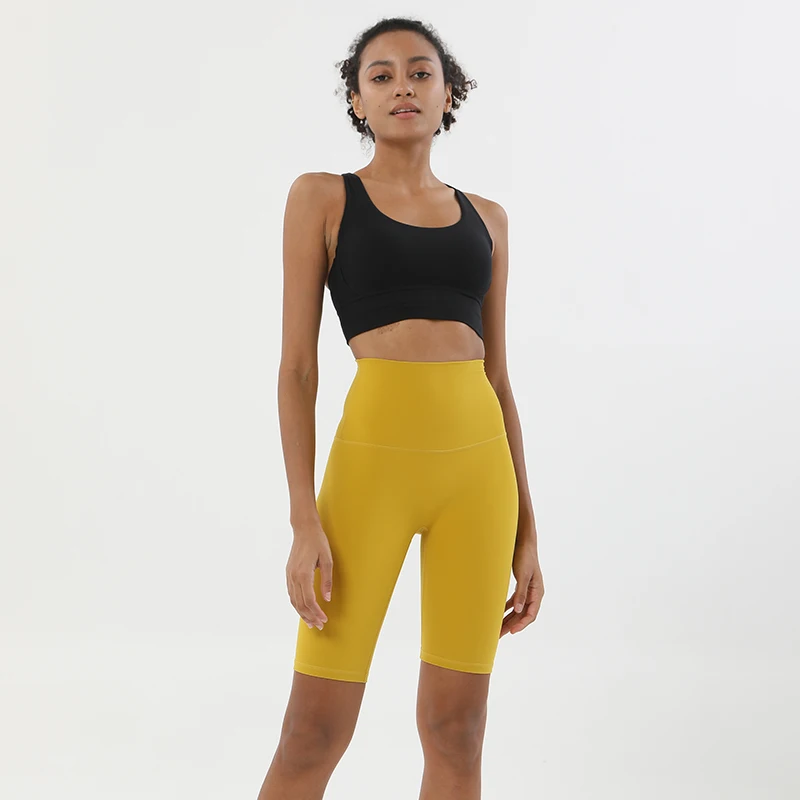 Conjunto de Yoga de Nailon de Dos Piezas para Gimnasio, Top Deportivo para Mujer, Pantalones Cortos de Ciclismo, Ropa Deportiva para Fitness, 45 Colores, Ropa para Mujer