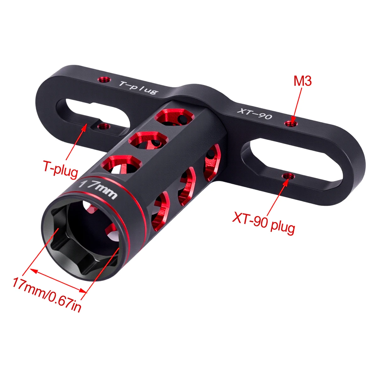 Herramienta de llave de manga de tuercas hexagonales de rueda de aluminio de 17mm para 1/8 RC coche todoterreno Monster Truck Trax X-MAXX
